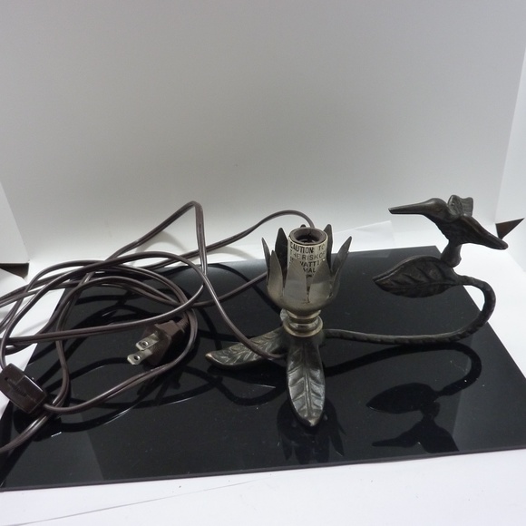 Andrea by Sadek Vintage Hummingbird Lamp Brass / (No Glass Tulip Shade) - Picture 1 of 5